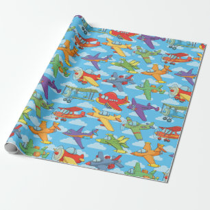 Customisable Aeroplanes and Clouds Wrapping Paper