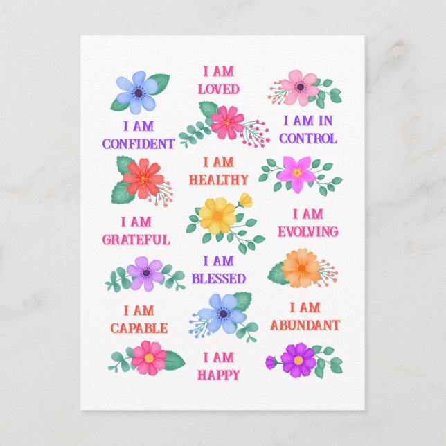 Customisable Affirmation Inspirational Motivation Postcard (Front)