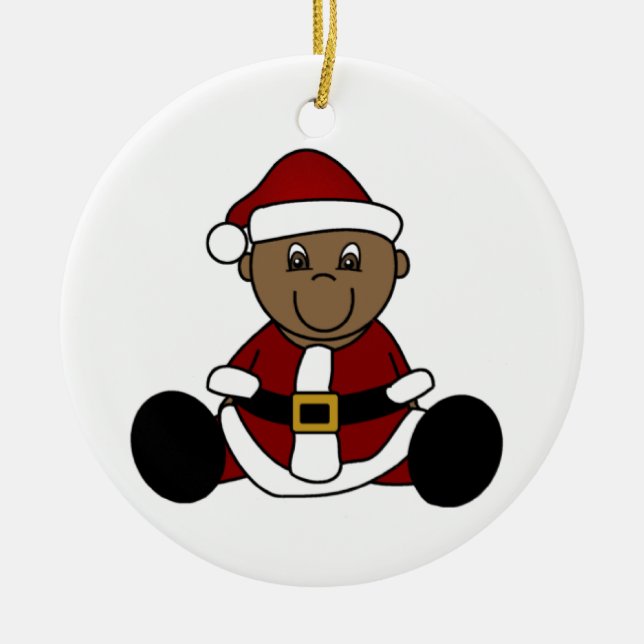 Customisable African American Baby Santa Ornament (Front)