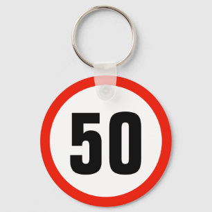 Customisable Age Speed Limit Sign 50th Birthday Key Ring