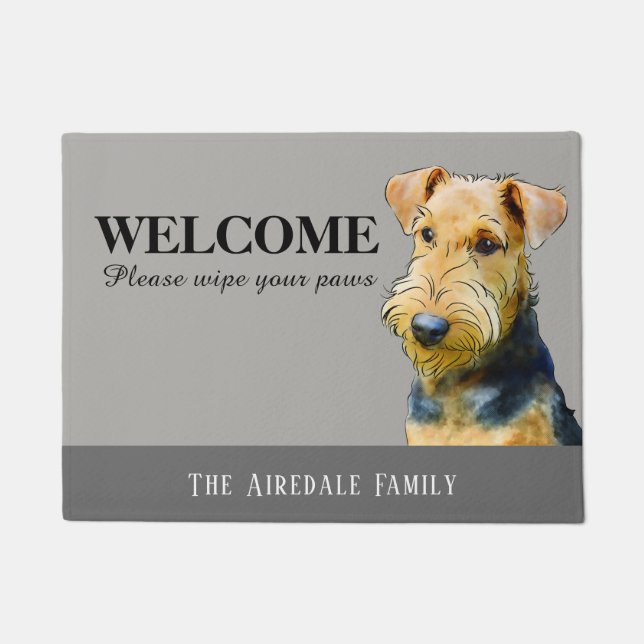 Customisable Airedale Terrier Doormat (Front)