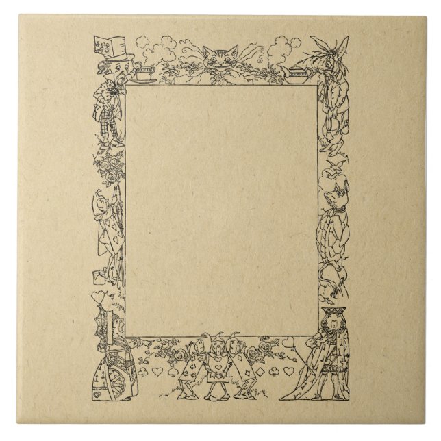 Customisable Alice in Wonderland Frame Vintage Art Tile (Front)