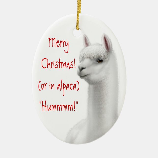 Customisable Alpaca Holiday Ornament (Front)