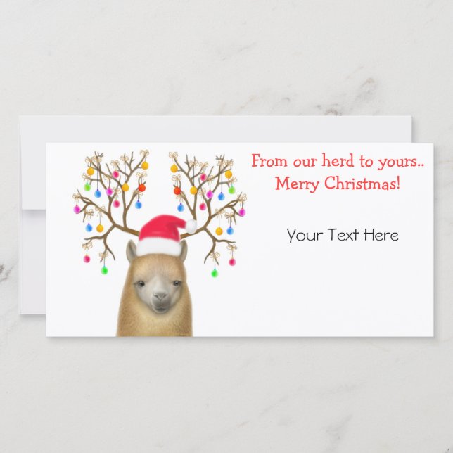 Customisable Alpaca Xmas Photo Card (Front)