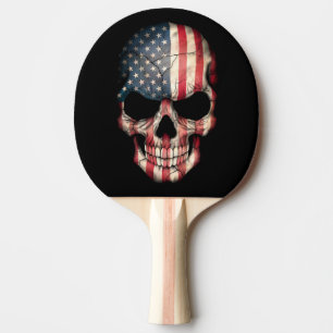 Customisable American Flag Skull Ping Pong Paddle