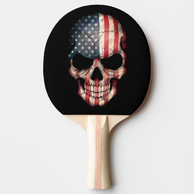 Customisable American Flag Skull Ping Pong Paddle (Front)