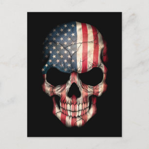 Customisable American Flag Skull Postcard