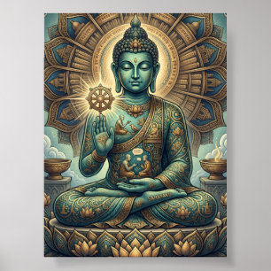 Customisable Ancient Dhamma Art Sukiti Buddha Medi Poster