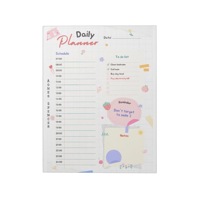 Customisable and Colourful Daily Planner Notepad  (Rotated)