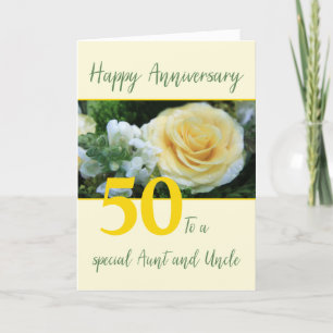 Customisable Anniversary Aunt & Uncle Yellow Rose Card