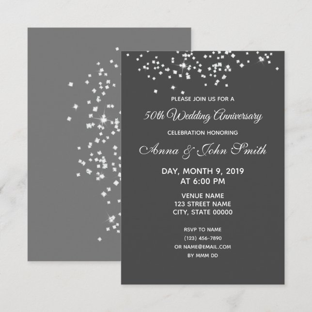 Customisable anniversary invitation rhinestones (Front/Back)