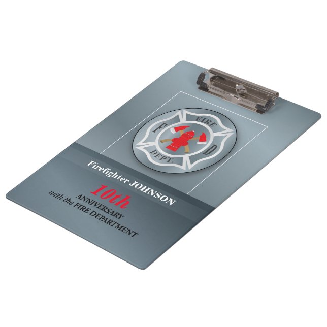 Customisable, Anniversary with Fire Department Clipboard (Angled)