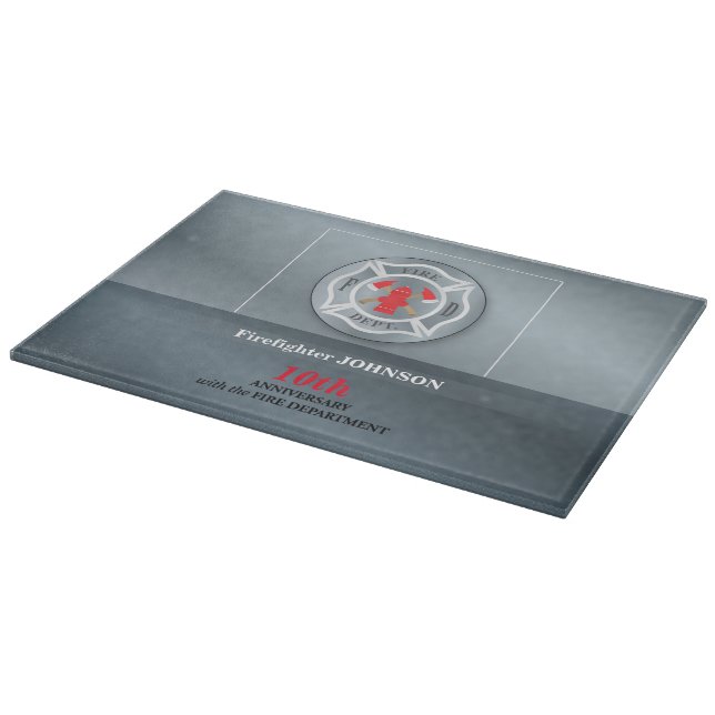 Customisable, Anniversary with Fire Department Cutting Board (Corner)