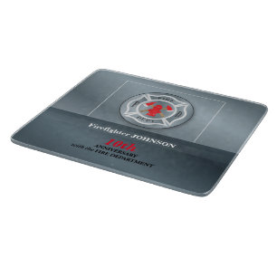 Customisable, Anniversary with Fire Department Cutting Board