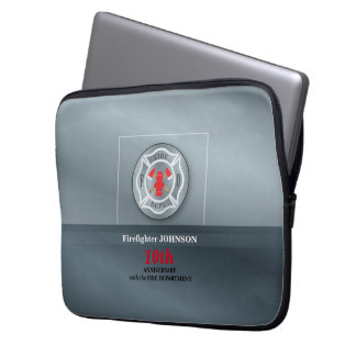 Customisable, Anniversary with Fire Department Laptop Sleeve