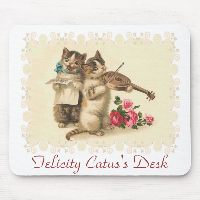 Customisable Anthropomorphic Musical Kittens Mouse Mat (Front)