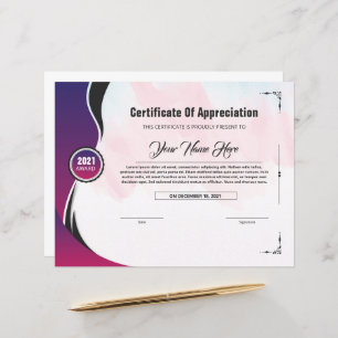 Customisable appreciation certficiate template