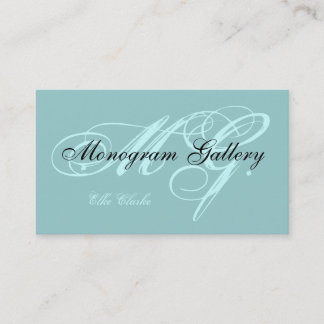 Customisable Aqua  Black Monogram Business Card
