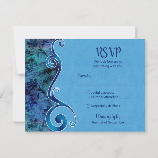 Customisable Aqua Blue RSVP Card (Front)