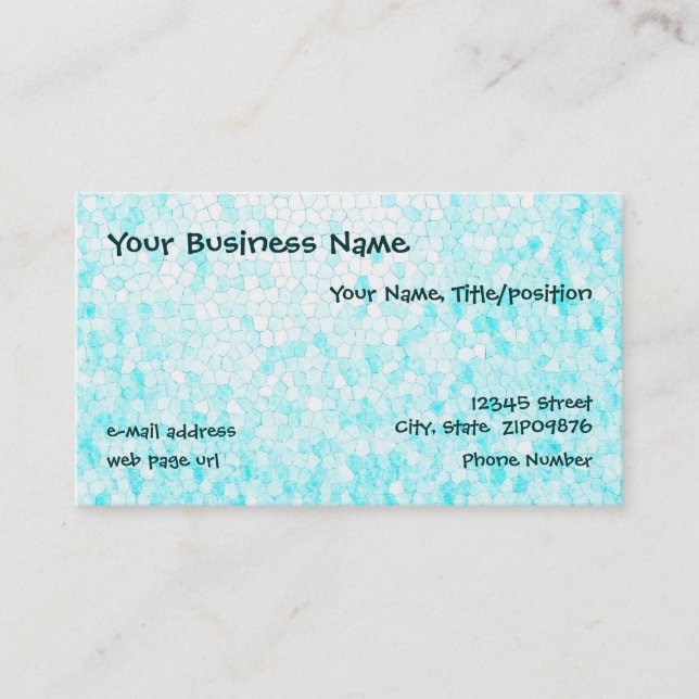 Customisable Aqua Mosaic Pattern Business Cards (Front)