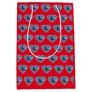 Customisable Aquarius Orca Killer Whale Red Medium Gift Bag