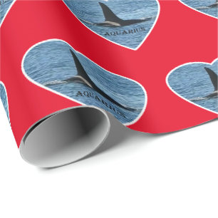 Customisable Aquarius Orca Killer Whale Red Wrapping Paper