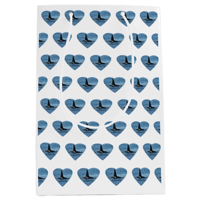 Customisable Aquarius Orca Killer Whale White  Medium Gift Bag (Front)