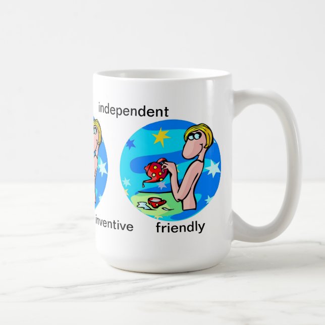 Customisable Aquarius traits Cute Cartoon Zodiac Coffee Mug (Right)