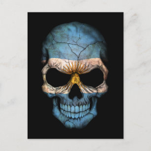 Customisable Argentine Flag Skull Postcard