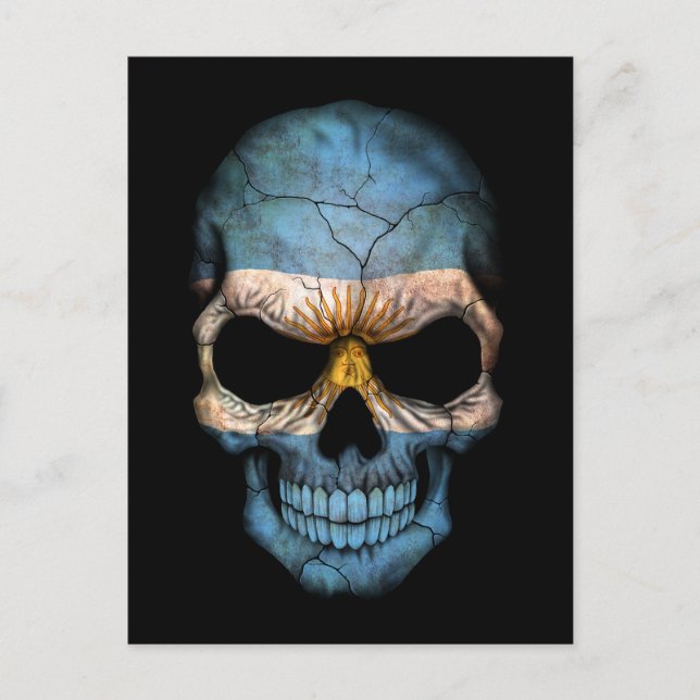 Customisable Argentine Flag Skull Postcard (Front)