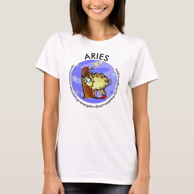 Customisable Aries traits Cute Cartoon Zodiac T-Shirt (Front)