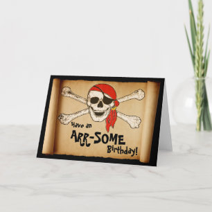 Customisable ARR-SOME Pirate Skull Card