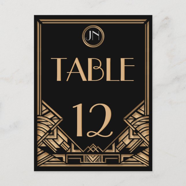 Customisable Art Deco Gatsby Style Table Numbers Postcard (Front)