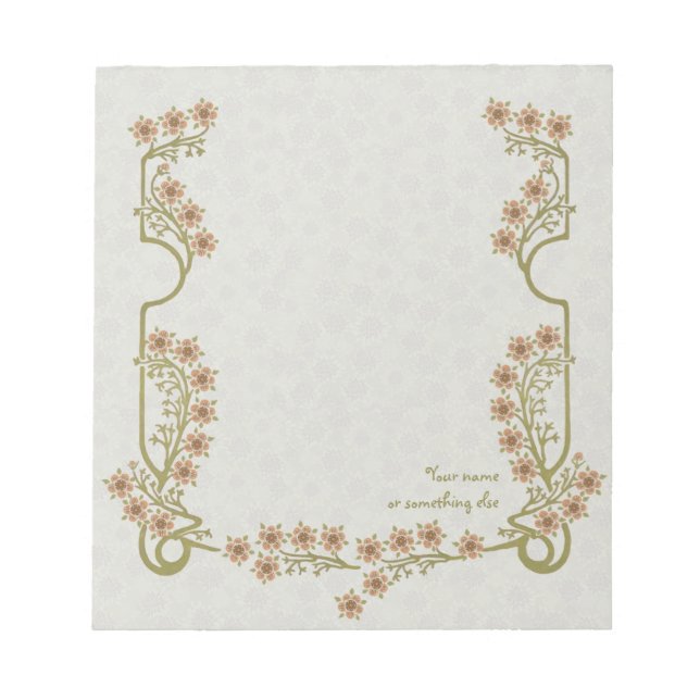 Customisable Art Nouveau flower frame CC0861 Notepad (Front)