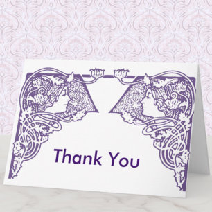 Customisable Art Nouveau Ladies Thank You Card