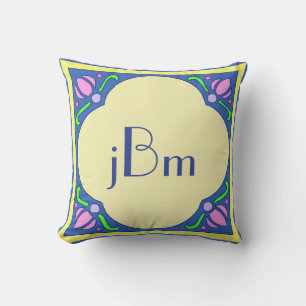 Customisable Art Nouveau Monogram Pillow