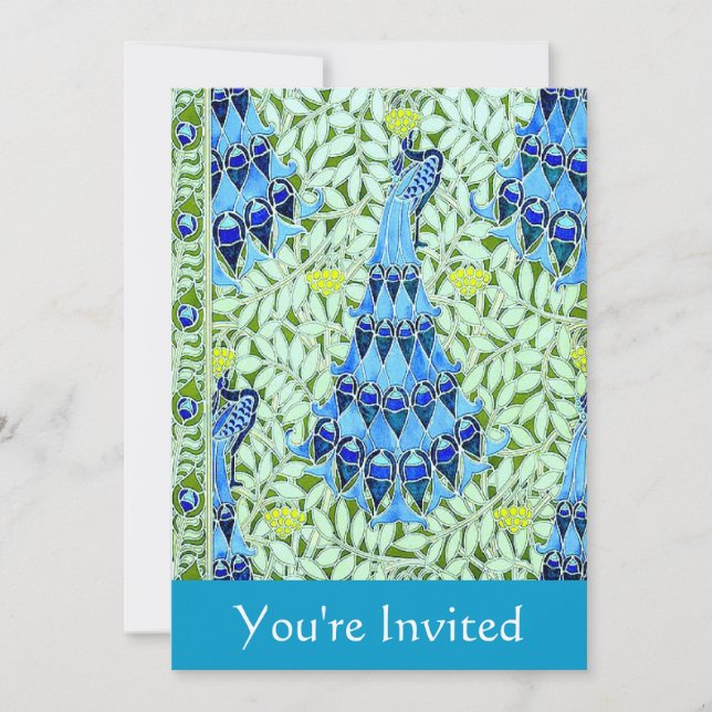 Customisable Art Nouveau Peacock Invitation (Front)