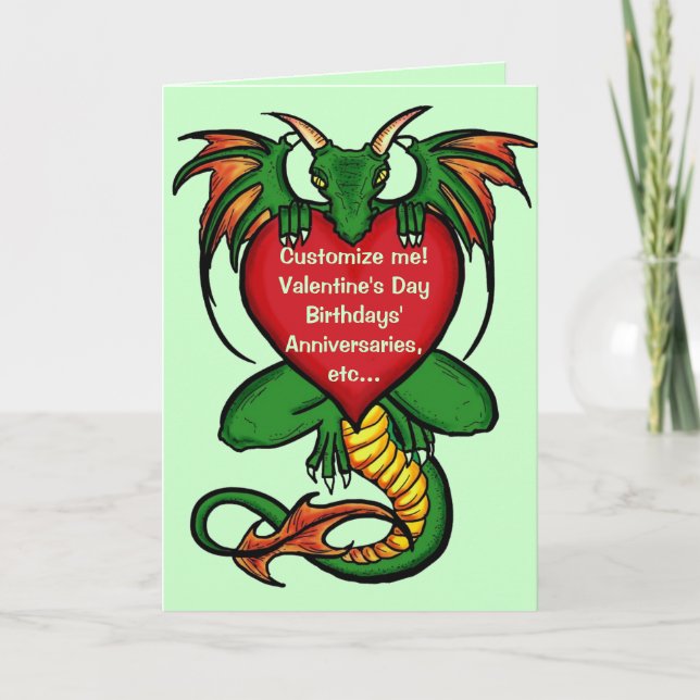 Customisable artistic dragon heart greeting card (Front)
