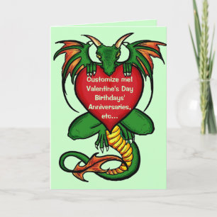 Customisable artistic dragon heart greeting card