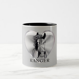Customisable Artistic Silver Heart Horse Mug