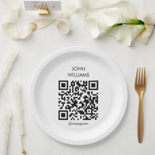Customisable Artist's Exhibition Opening QR Code Paper Plate