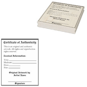 Customisable Artwork Authentication Print Rubber Stamp
