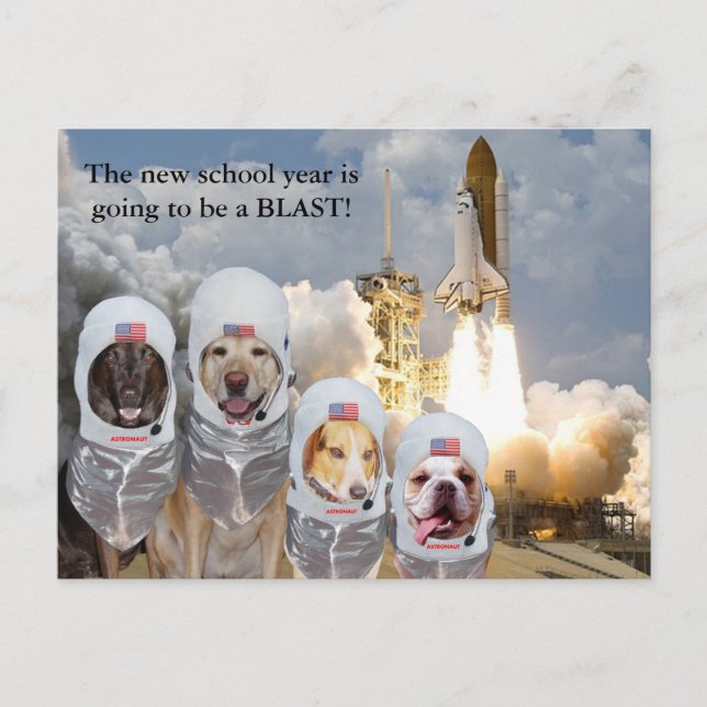 Customisable Astronaut Dogs Teacher Postcard (Front)