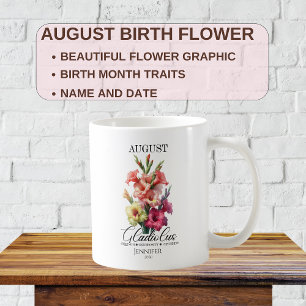 Customisable August Birthday Flower Gladiolus Coffee Mug