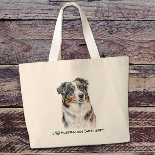 Customisable Australian Shepherd canvas tote