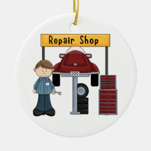 Customisable Auto Repair Shop Tees and Gifts Ceramic Tree Decoration