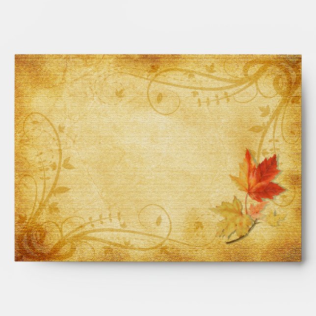 Customisable Autumn Leaves Wedding A-7 Envelope (Front)