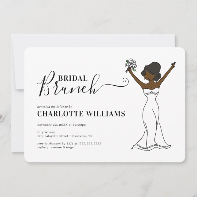Customisable Avatar Bridal Brunch | Hair Up Invitation (Front)