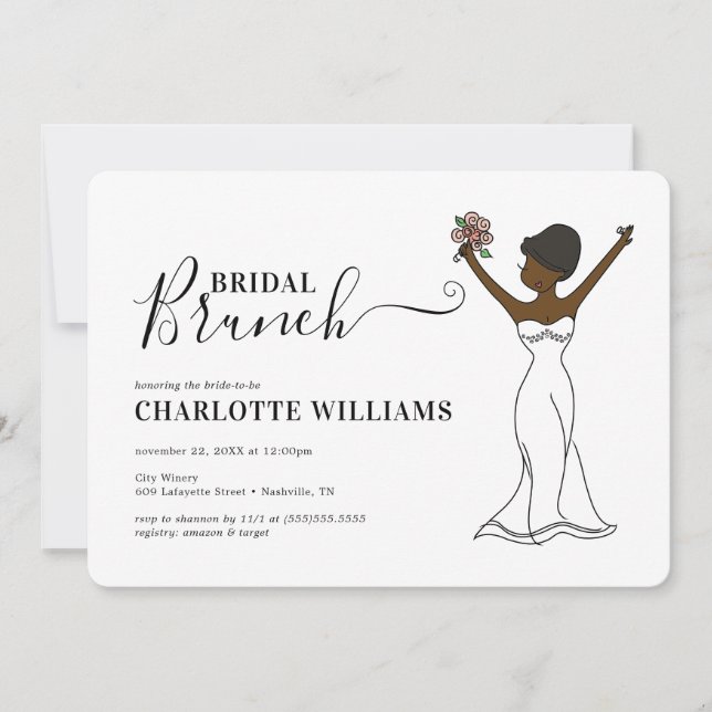 Customisable Avatar Bridal Brunch | Short Hair Invitation (Front)