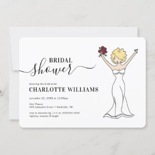 Customisable Avatar Bridal Shower   Curly Hair Invitation